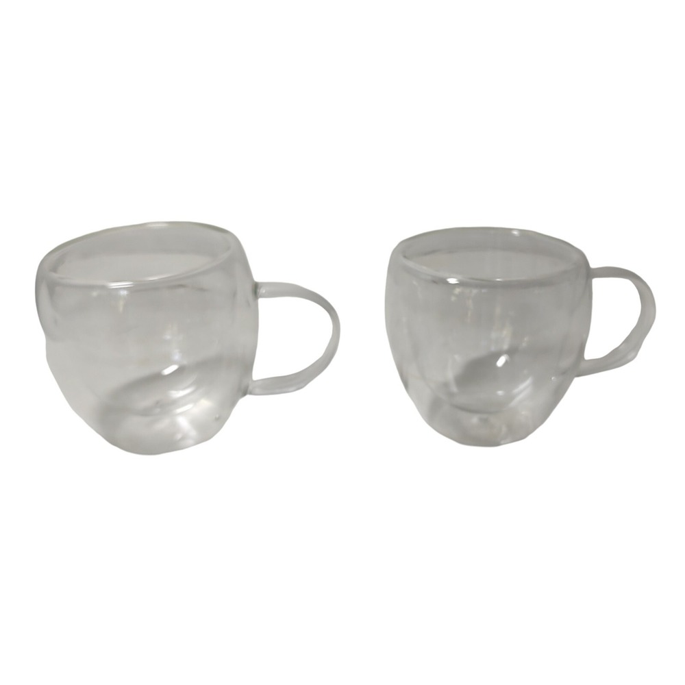 Hand Blown Borosilicate Coffee Mugs‎ Tea Cups Clear Lightweight Double Sided